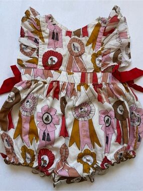 Pink Chicken Romper Best in show Dog Show print bubble
